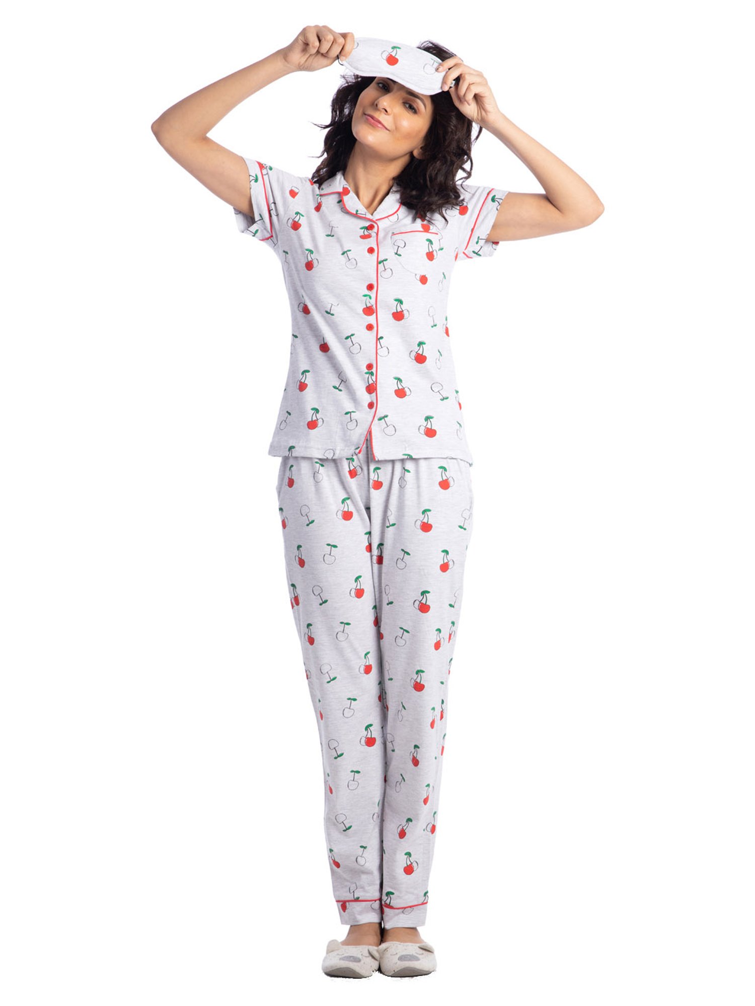 Nite Flite Grey Printed Shirt With Pyjamas