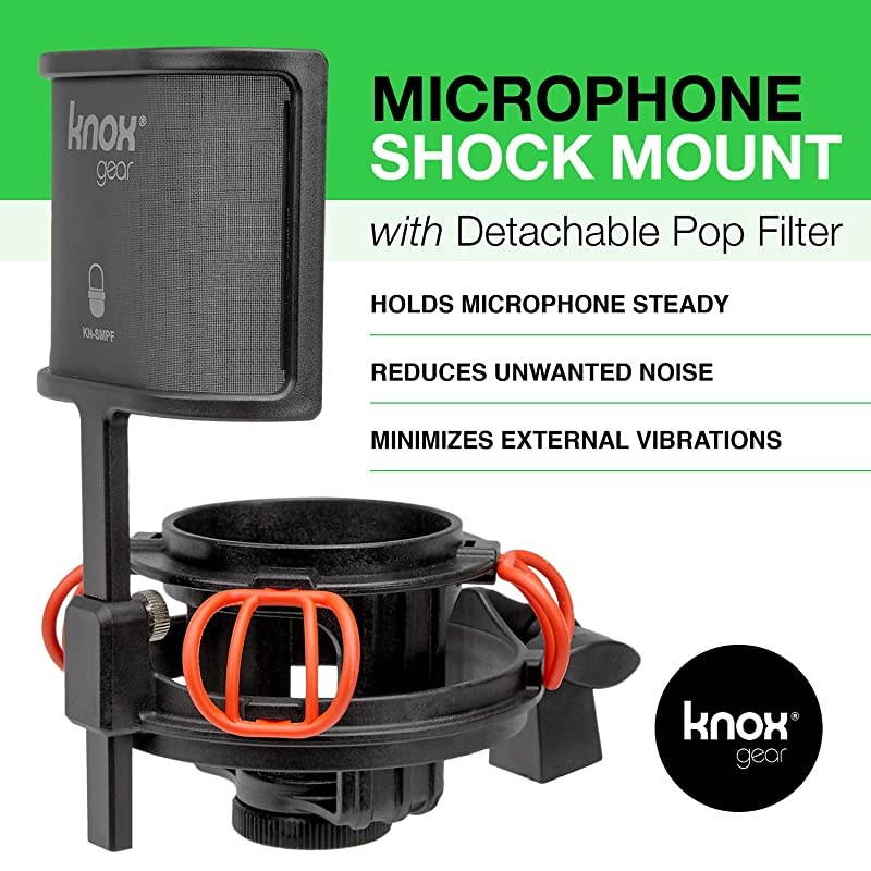 Microphone Shock Mount and Detachable Pop Filter Fits Audio Technica AT2020 Mic AntiVibration Holds Microphone Steady Reduces Noise for Studio Recording