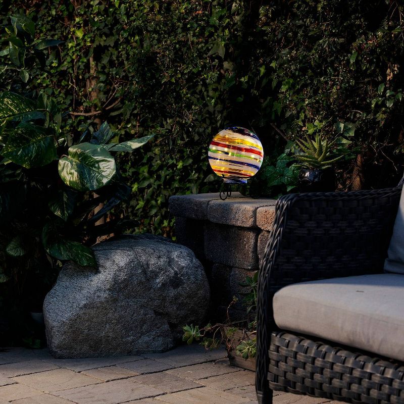 11" x 8" Indoor/Outdoor Glass Gazing Globe with LED Lights and Stand - Alpine Corporation