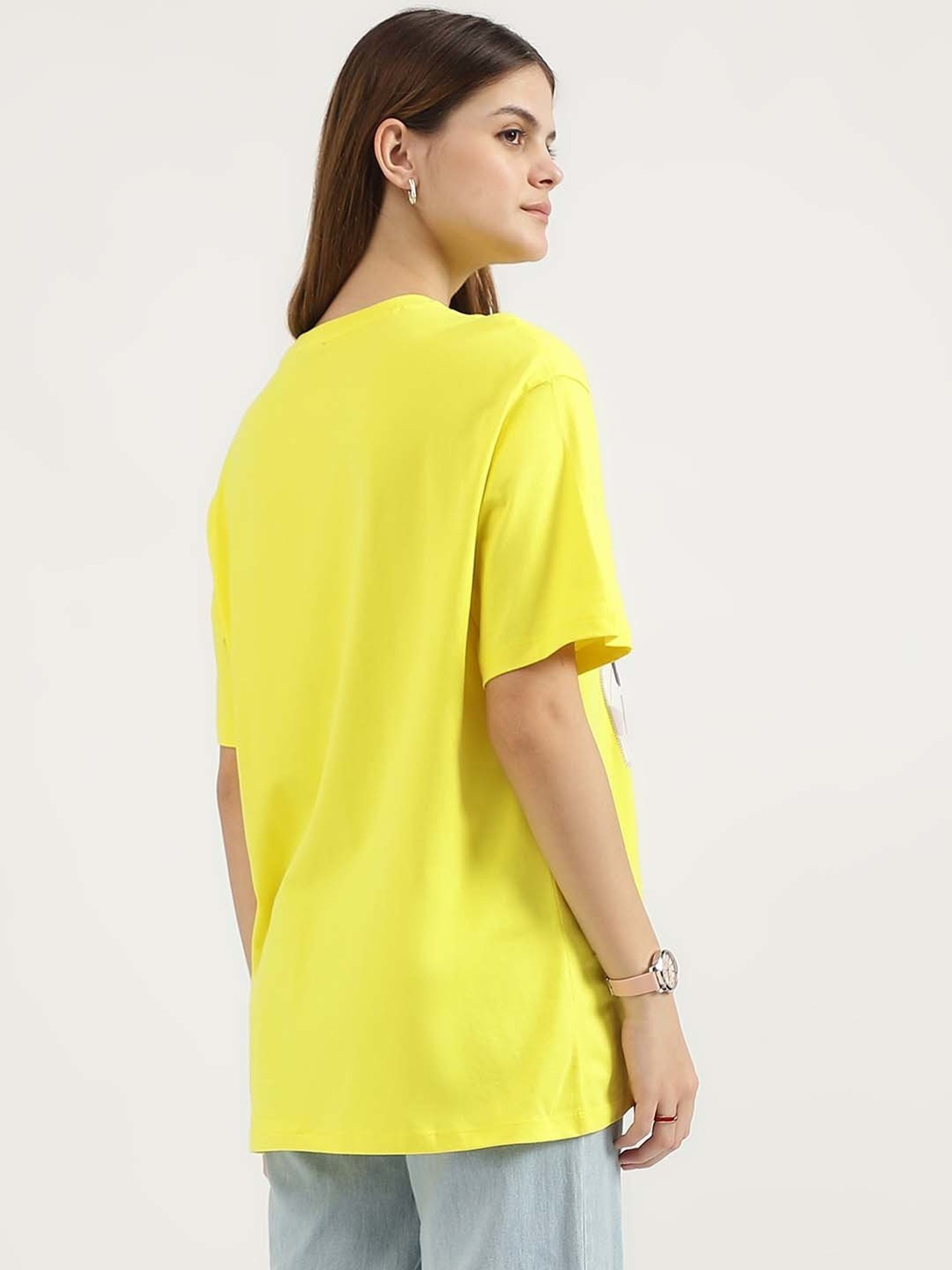 United Colors of Benetton Yellow Cotton Printed T-Shirt