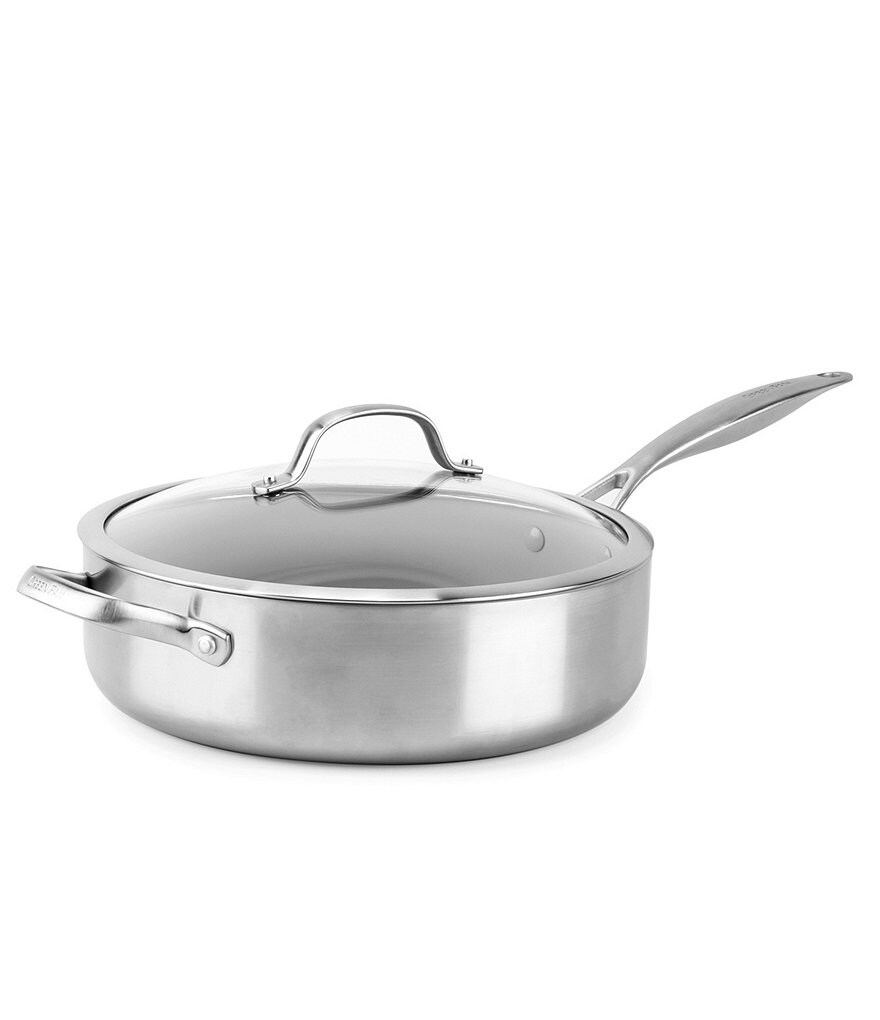 GreenPan Venice Evershine Pro 5-Quart Ceramic Non-Stick Covered Sautepan with Helper Handle