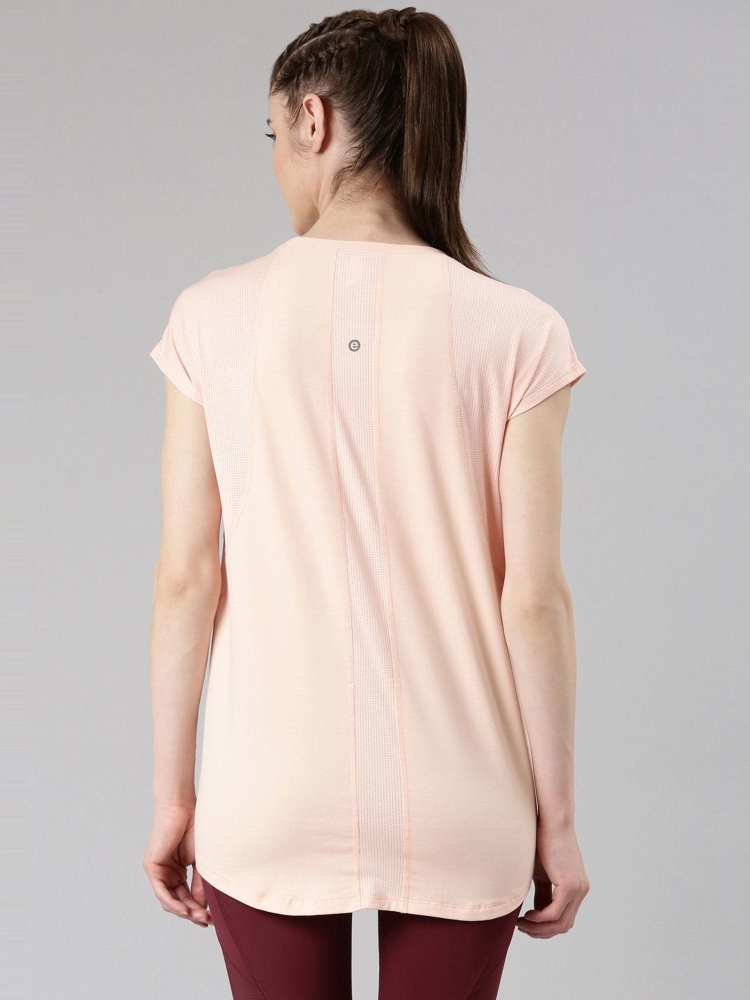 Enamor Pink Cotton Graphic Print Sports T-Shirt