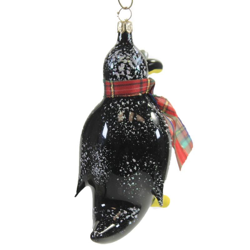 Italian Ornaments 5.0" Penguin With Plaid Scarf Ornament Italian Bird  -  Tree Ornaments