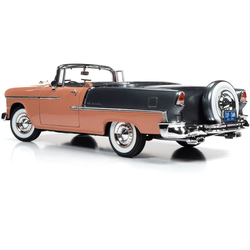 1955 Chevrolet Bel Air Convertible Coral and Shadow Gray 1/18 Diecast Model Car by Autoworld