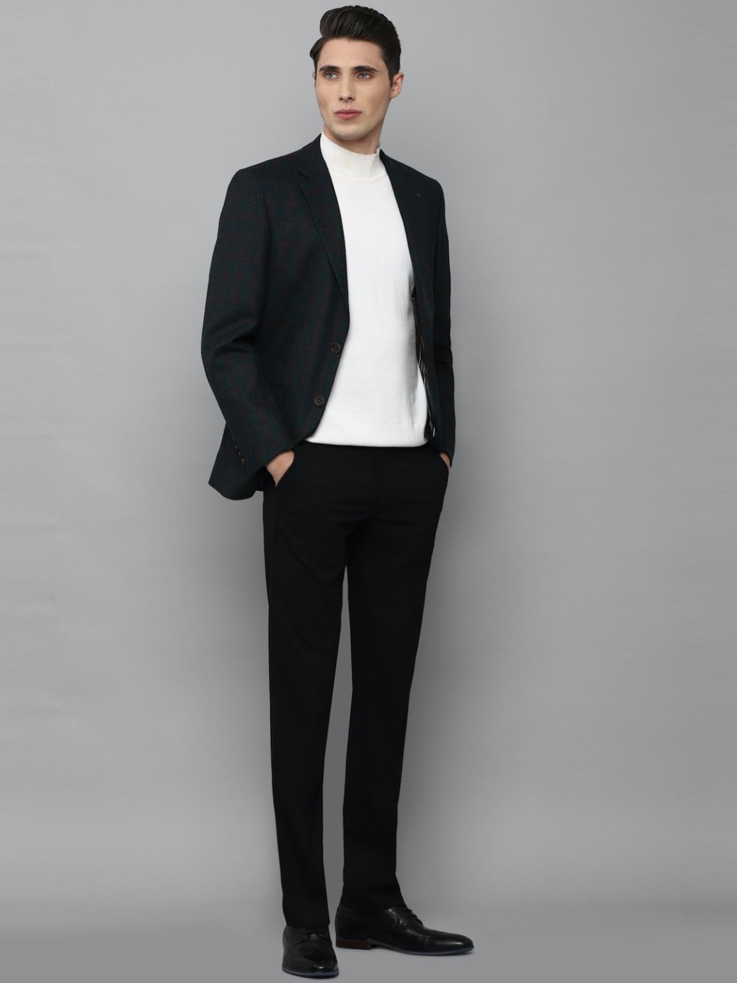 Louis Philippe Green Regular Fit Checks Blazer