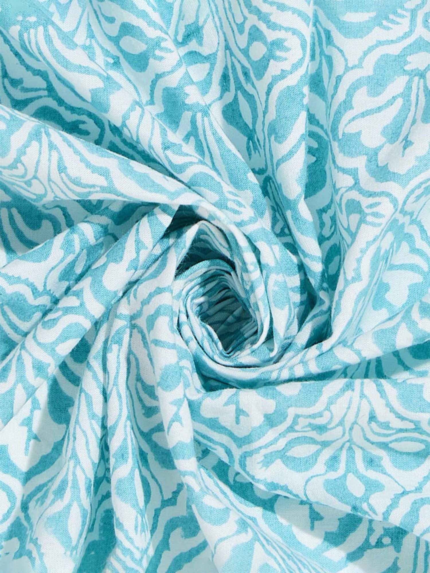 Fabindia Aqua Cotton 180 TC Single Bedsheet With Pillow Cover