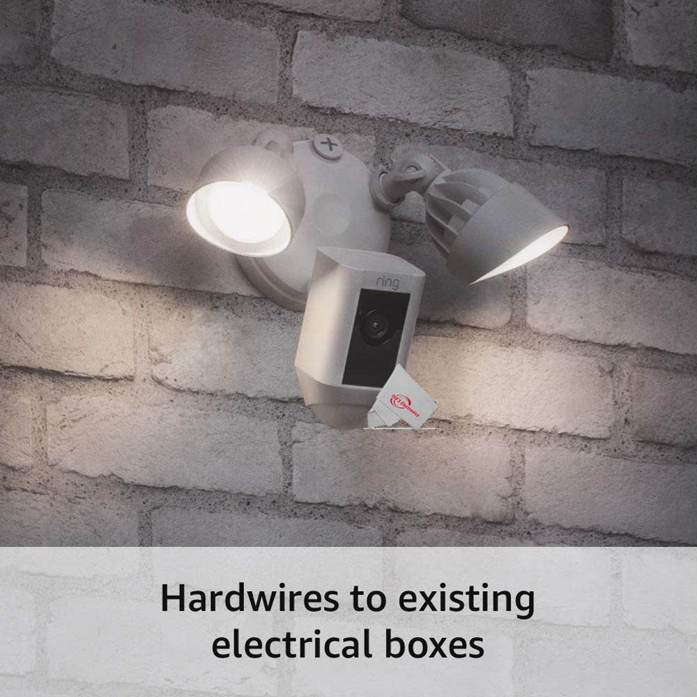 RING Floodlight Cam Wired Plus Motion-Activated 1080p HD White