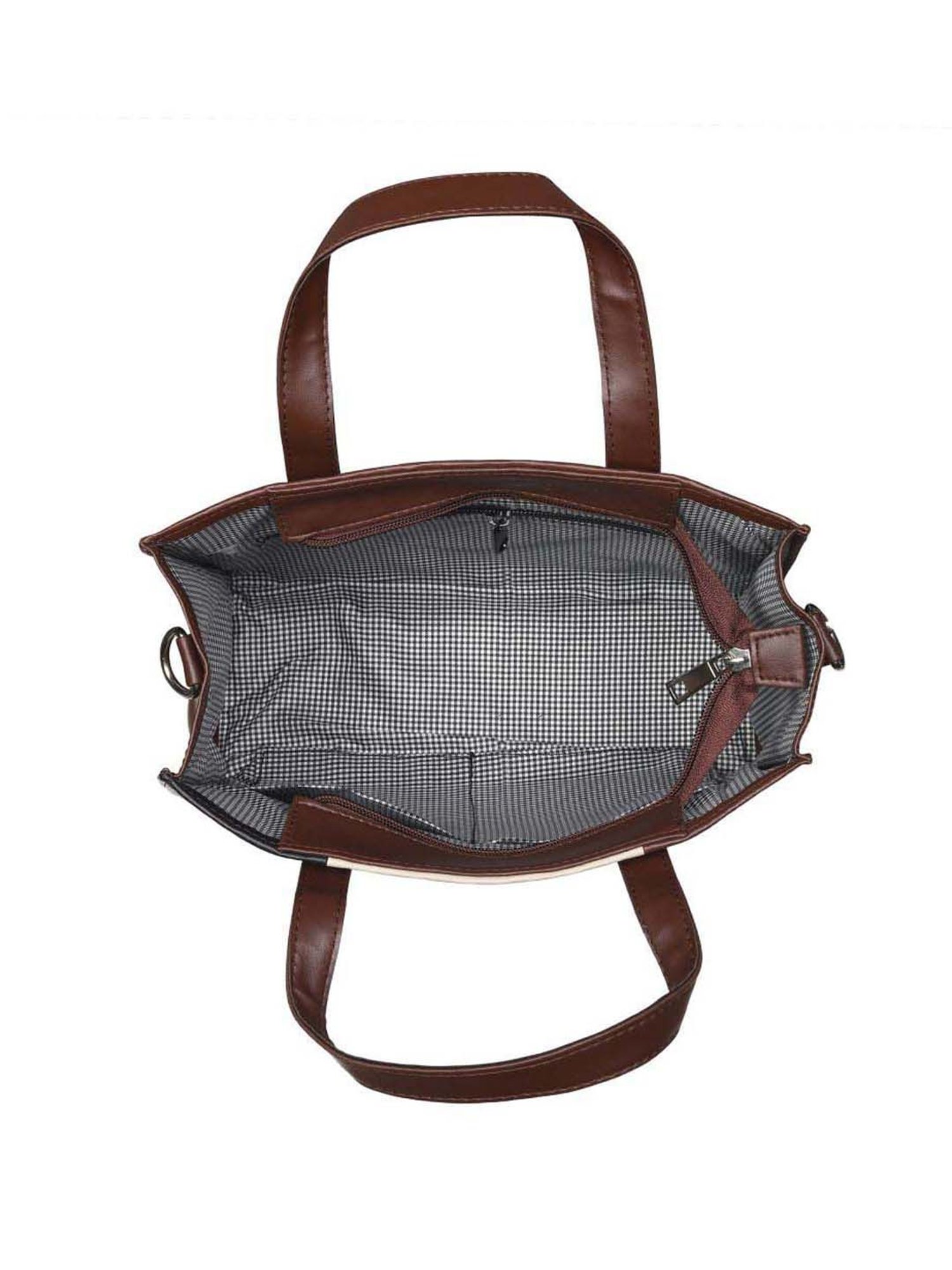 Toteteca Brown Color Block Medium Handbag