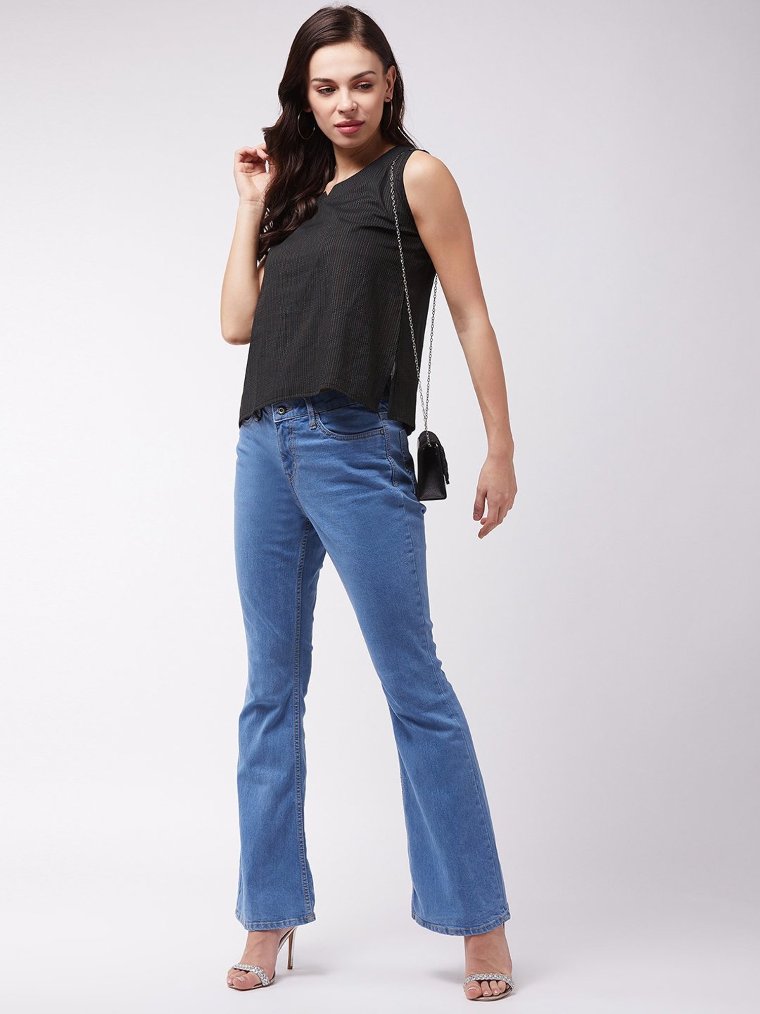 Inweave Black Cotton Printed Top