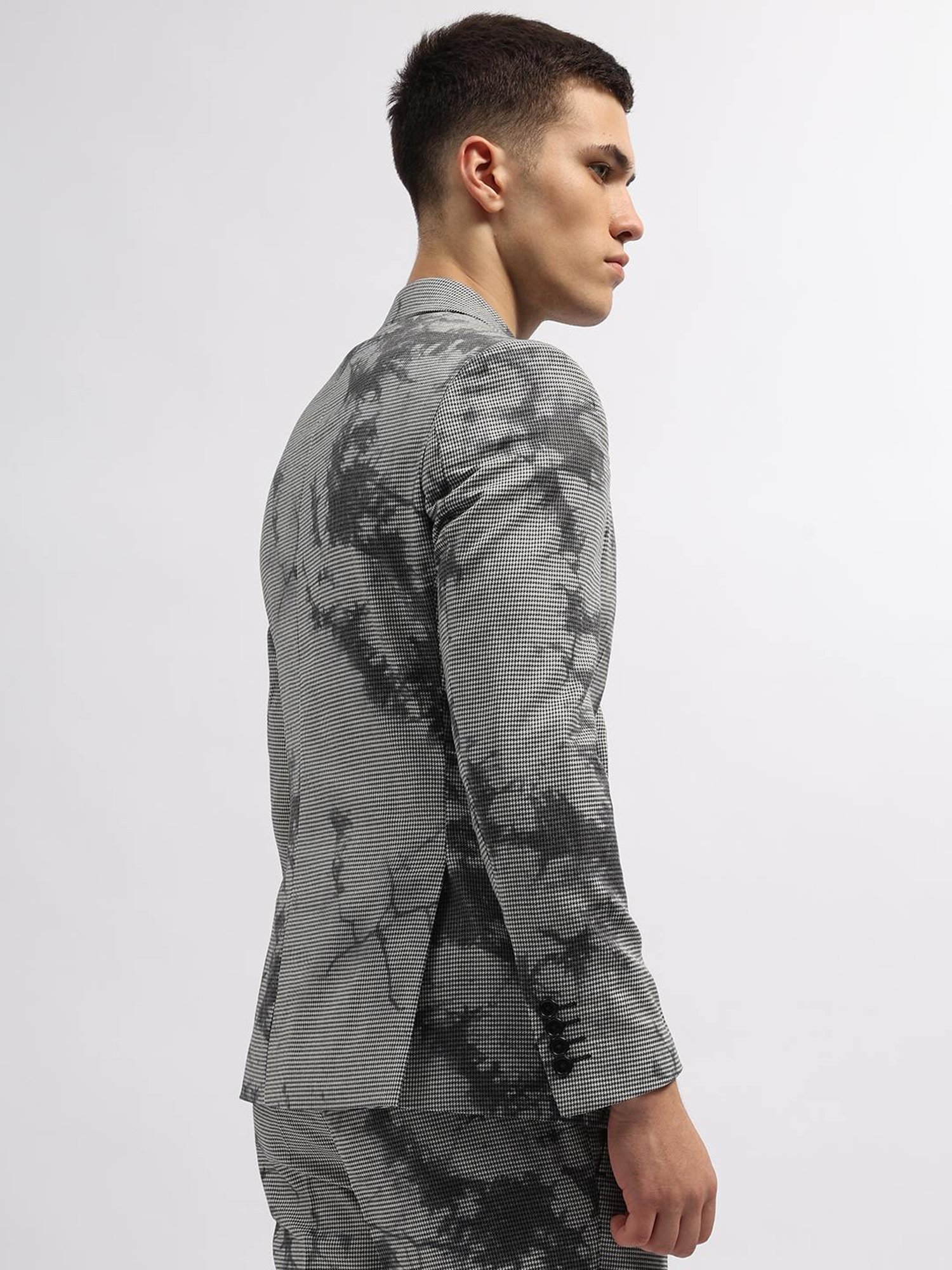 Iconic Black Regular Fit Printed Blazer