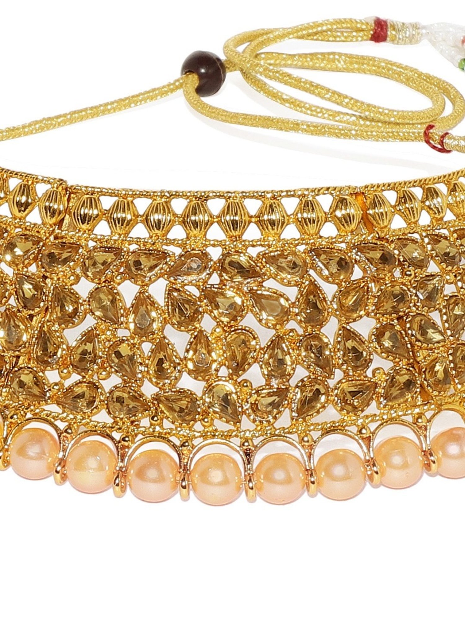 Zaveri Pearls Champagne Gold Alloy Classic Necklace Set