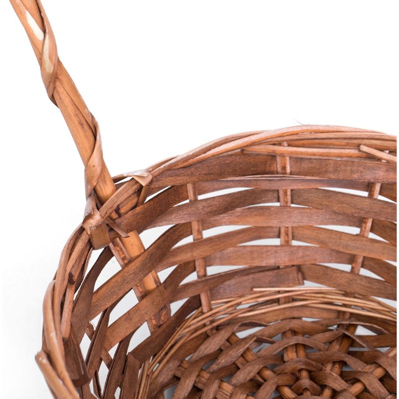 Vintiquewise Willow Brown Round Shaped Basket with High Handle
