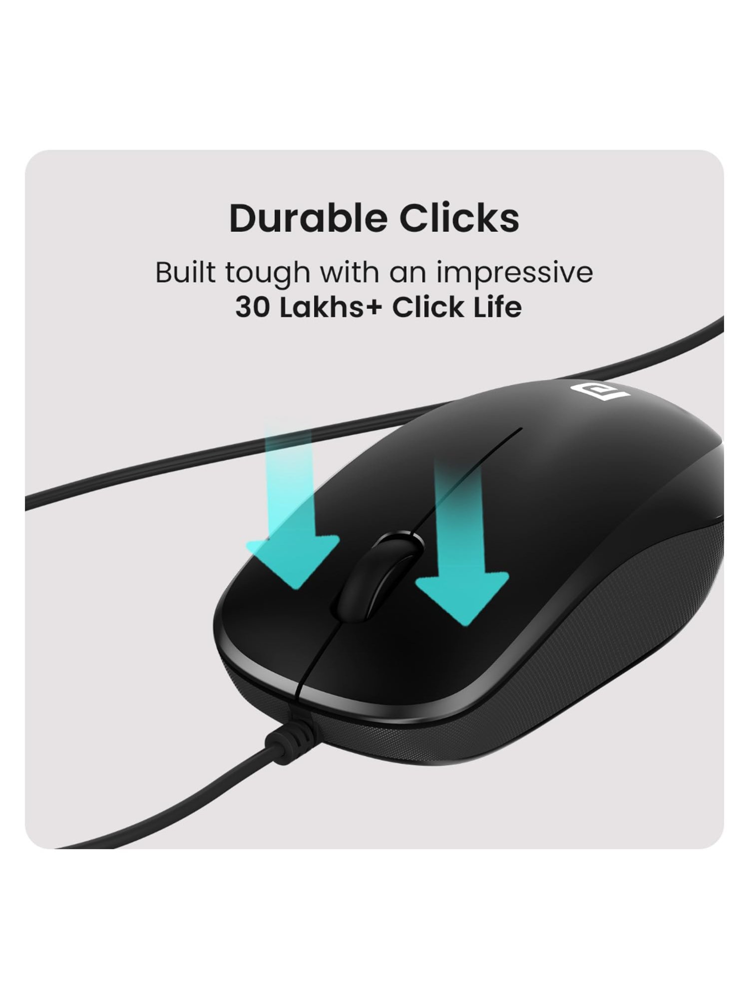 Portronics Toad 102 Wired Mouse with 3 Buttons & Clickable Scroll Wheel & 1.5m Long Cable (Black)