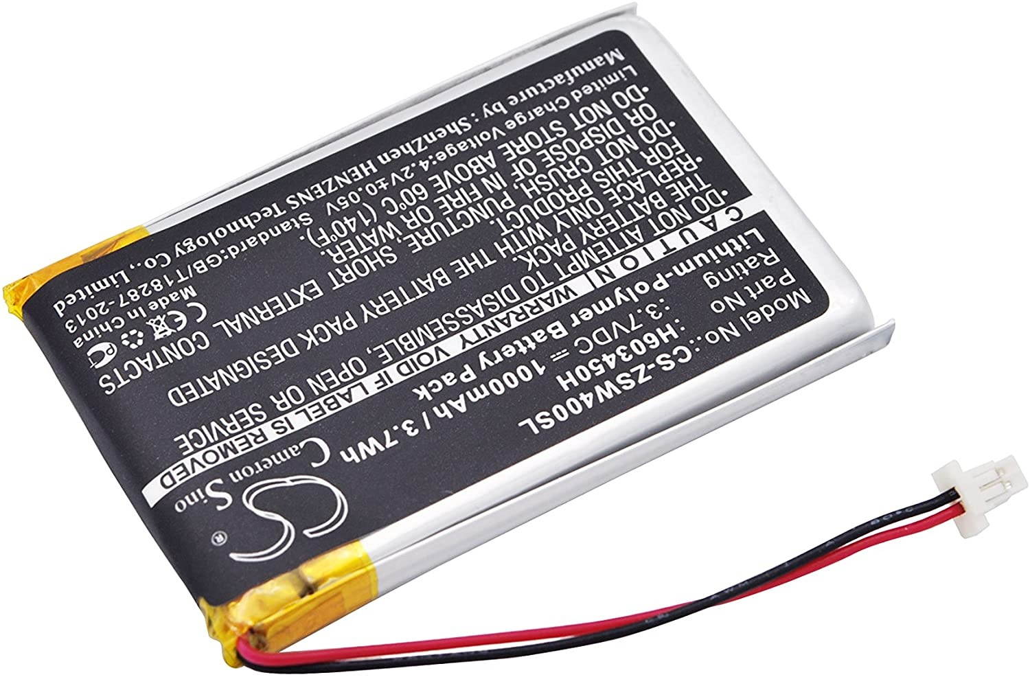 Replacement GPS Navigation Battery Part No.H603450H for Izzo Swami 4000, Swami 4000 Golf GPSA43094,1000mAh lipo