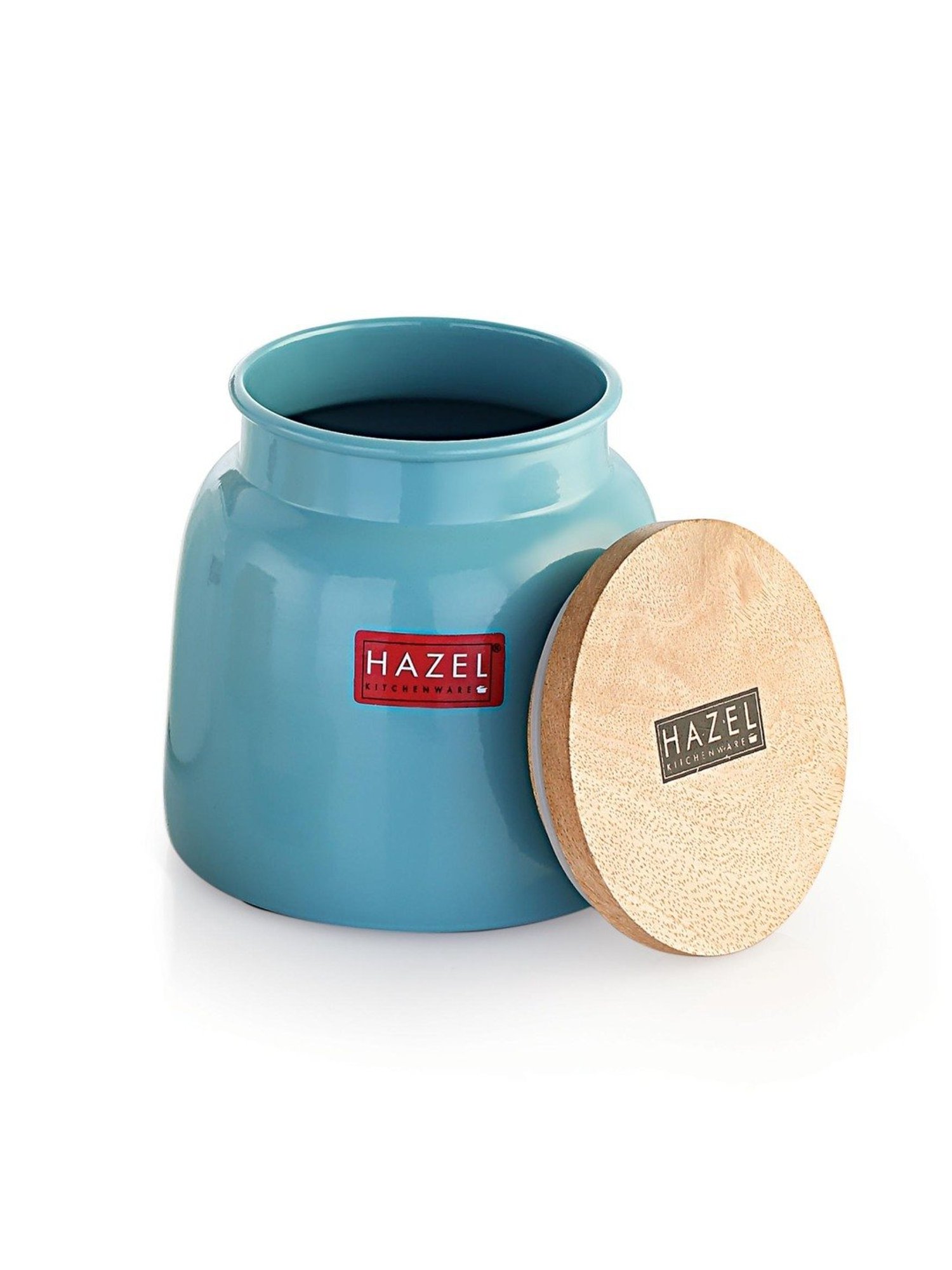 HAZEL White & Blue Galvanized metal Storage Container with Lid - Set of 2