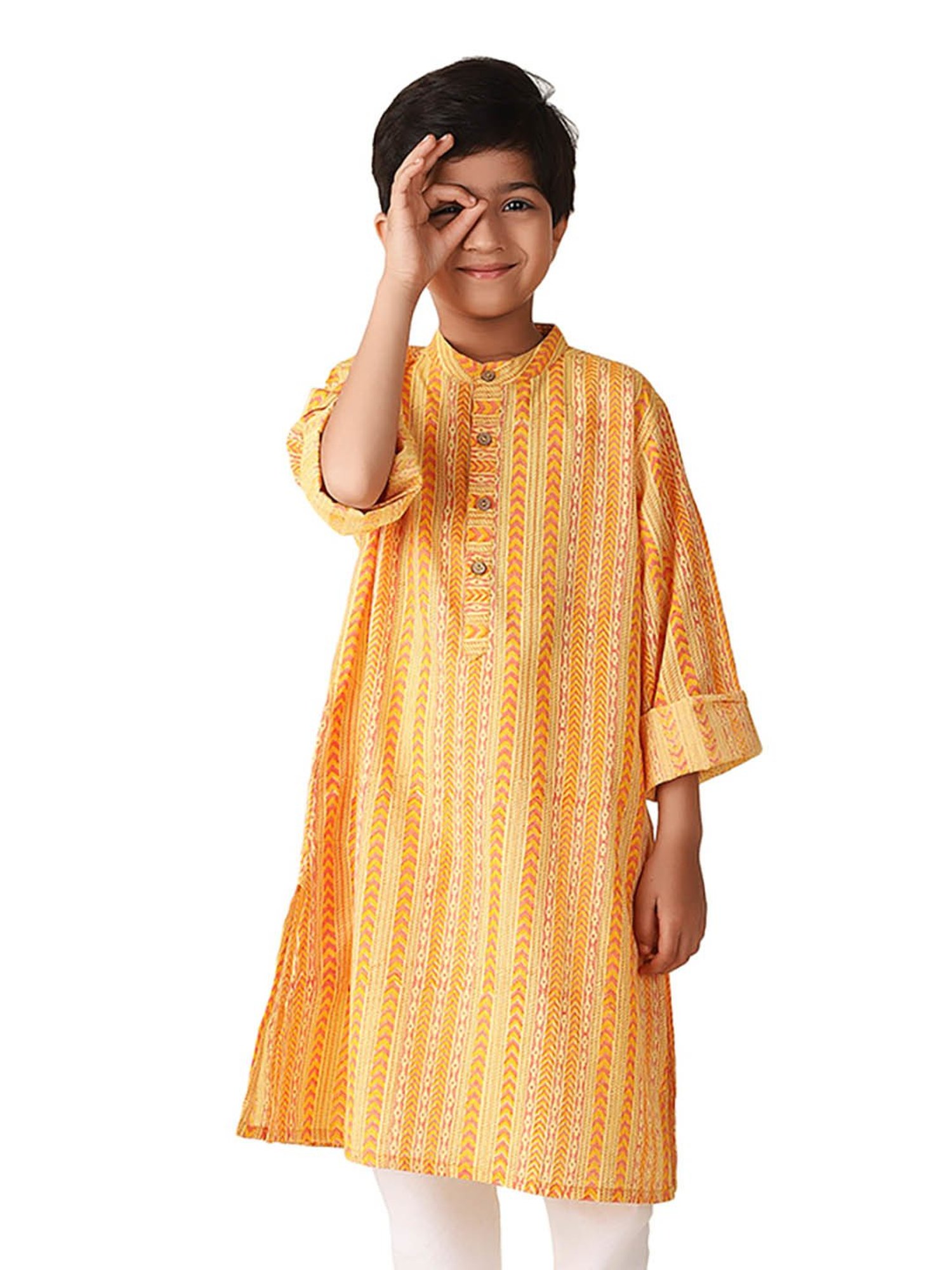 TABARD Kids Red Printed Full Sleeves Kurta
