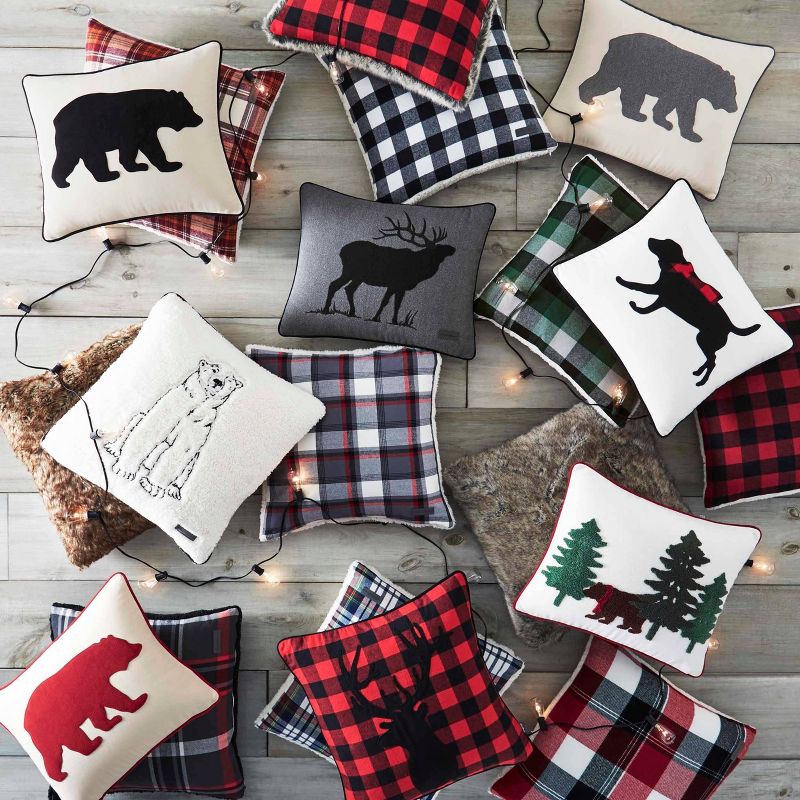 Red Cabin Plaid Stag Head Throw Pillow - Eddie Bauer