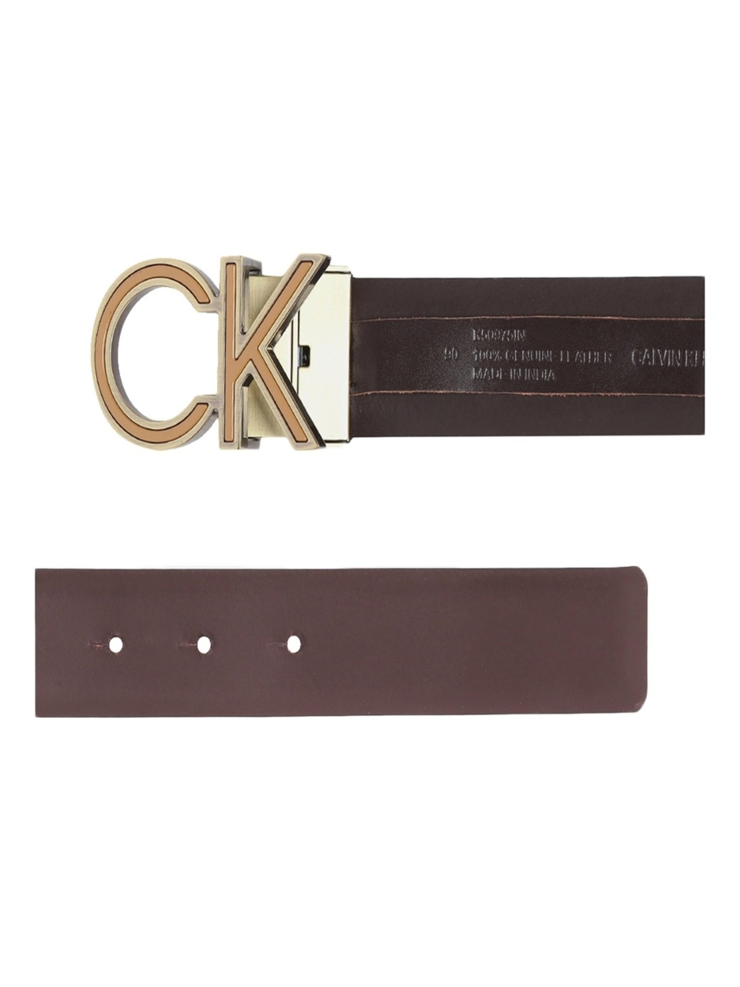 Calvin Klein Brown Smooth & Brown India Resource Leather Reversible Belt