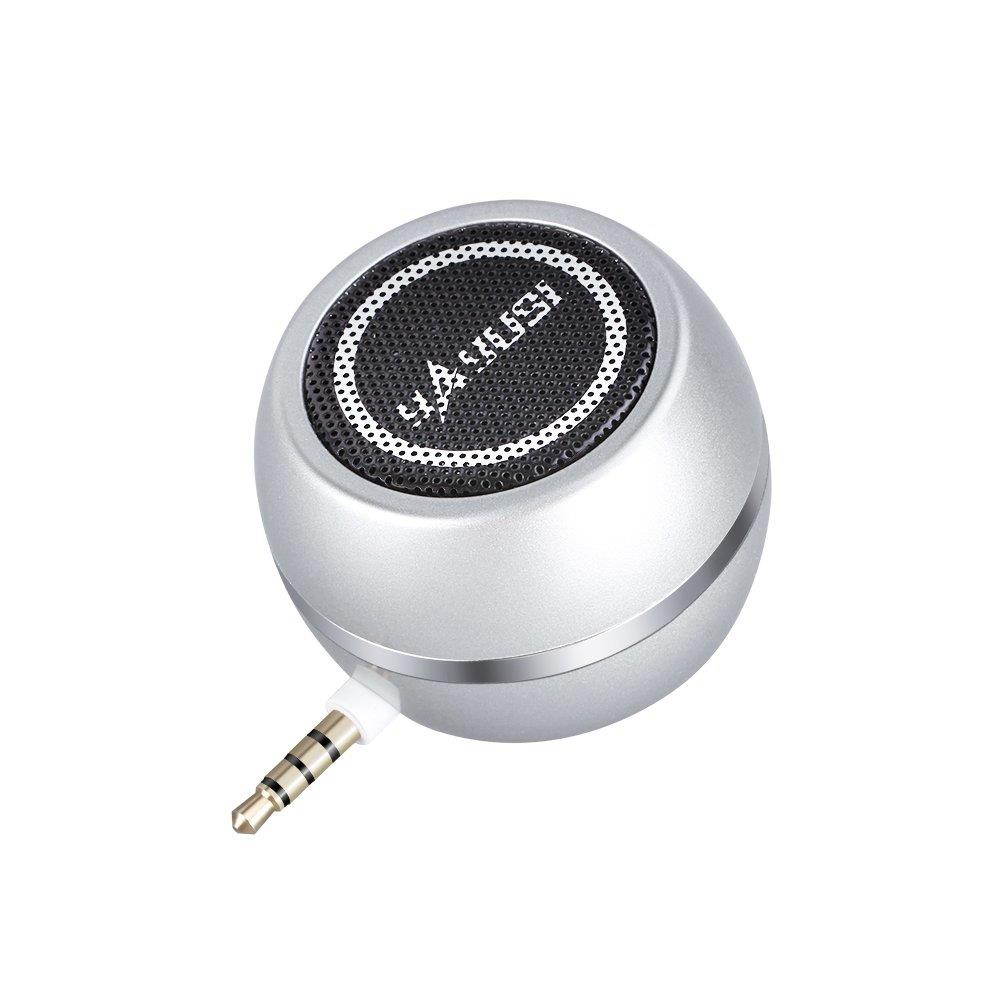 Wireless Mini Speaker with 3.5mm Aux Input Jack, 3W Loud Portable Speaker for iPhone iPod iPad Cellphone Tablet Laptop, with USB Rechargeable Battery, Gift Choice for Kids, Silver