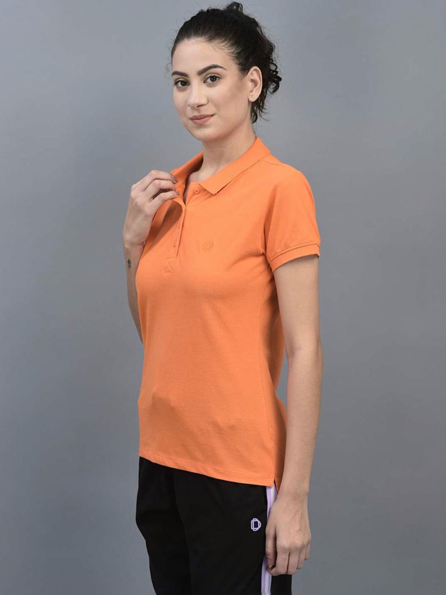 Dollar Orange Cotton Sports T-Shirt