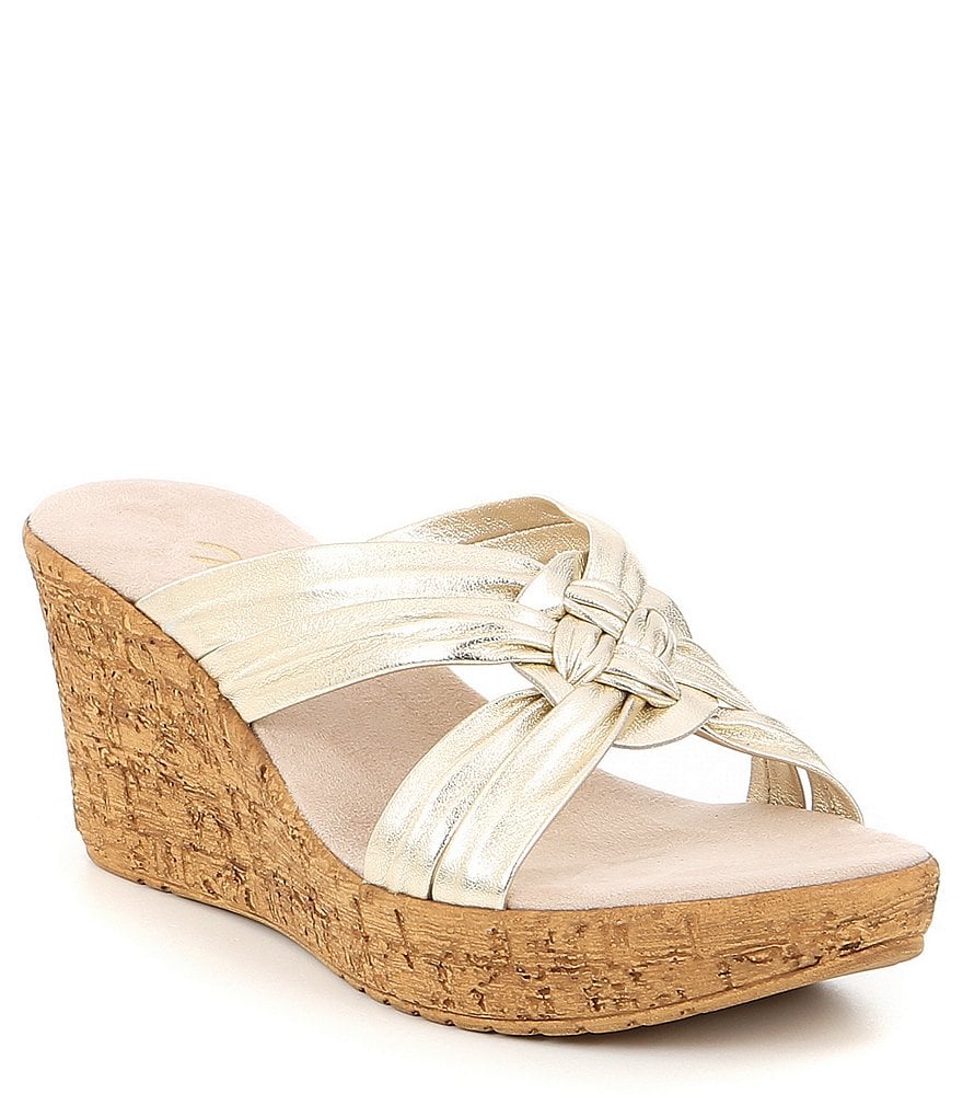 Onex Bethany Leather Wedge Slide Sandals