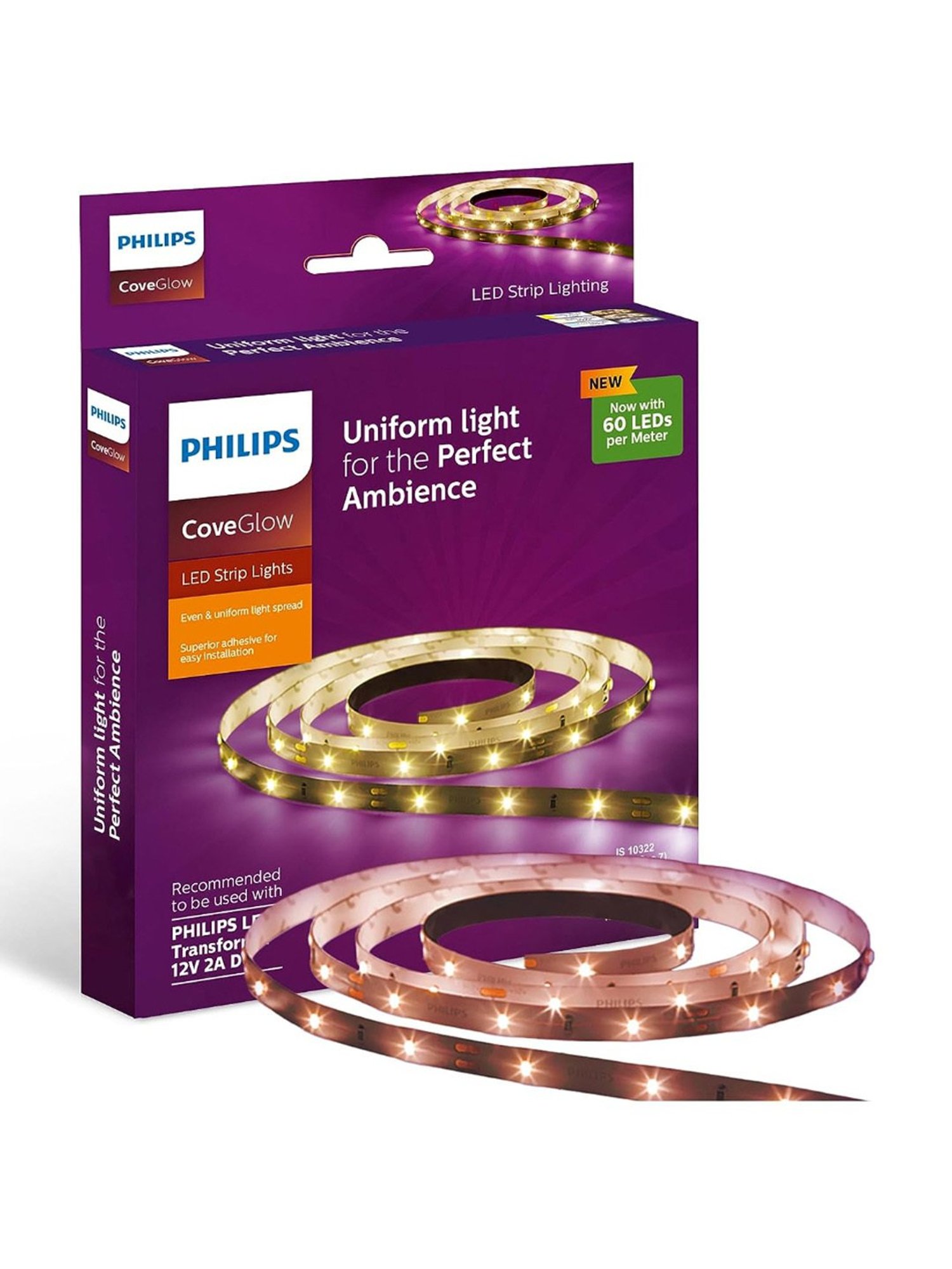 Philips LED Cove Light for Ceiling with 5 Mtr LED Strip for Home Decor Pack of 4 (Natural White)