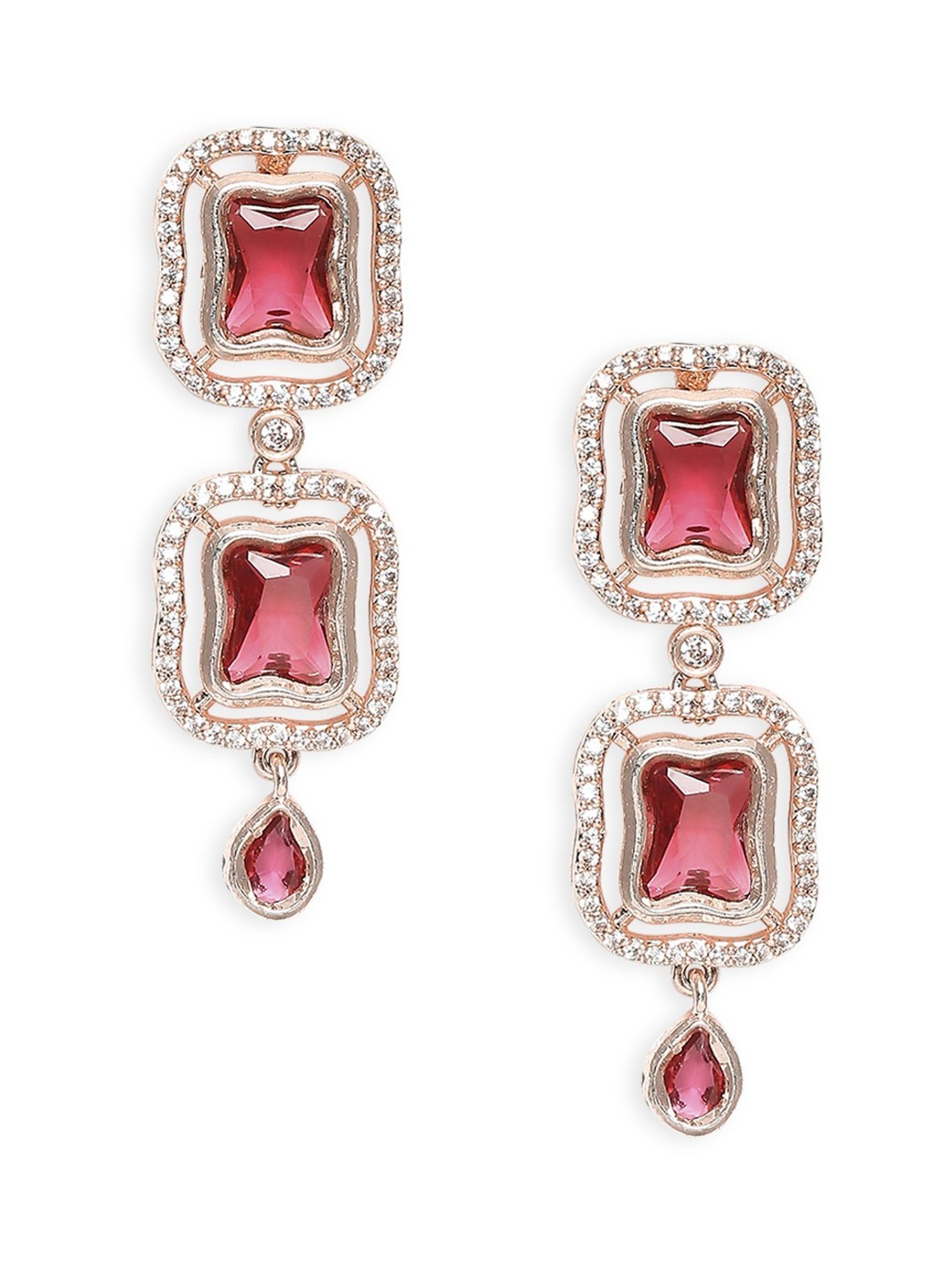 OOMPH Wine American Diamond Necklace Set