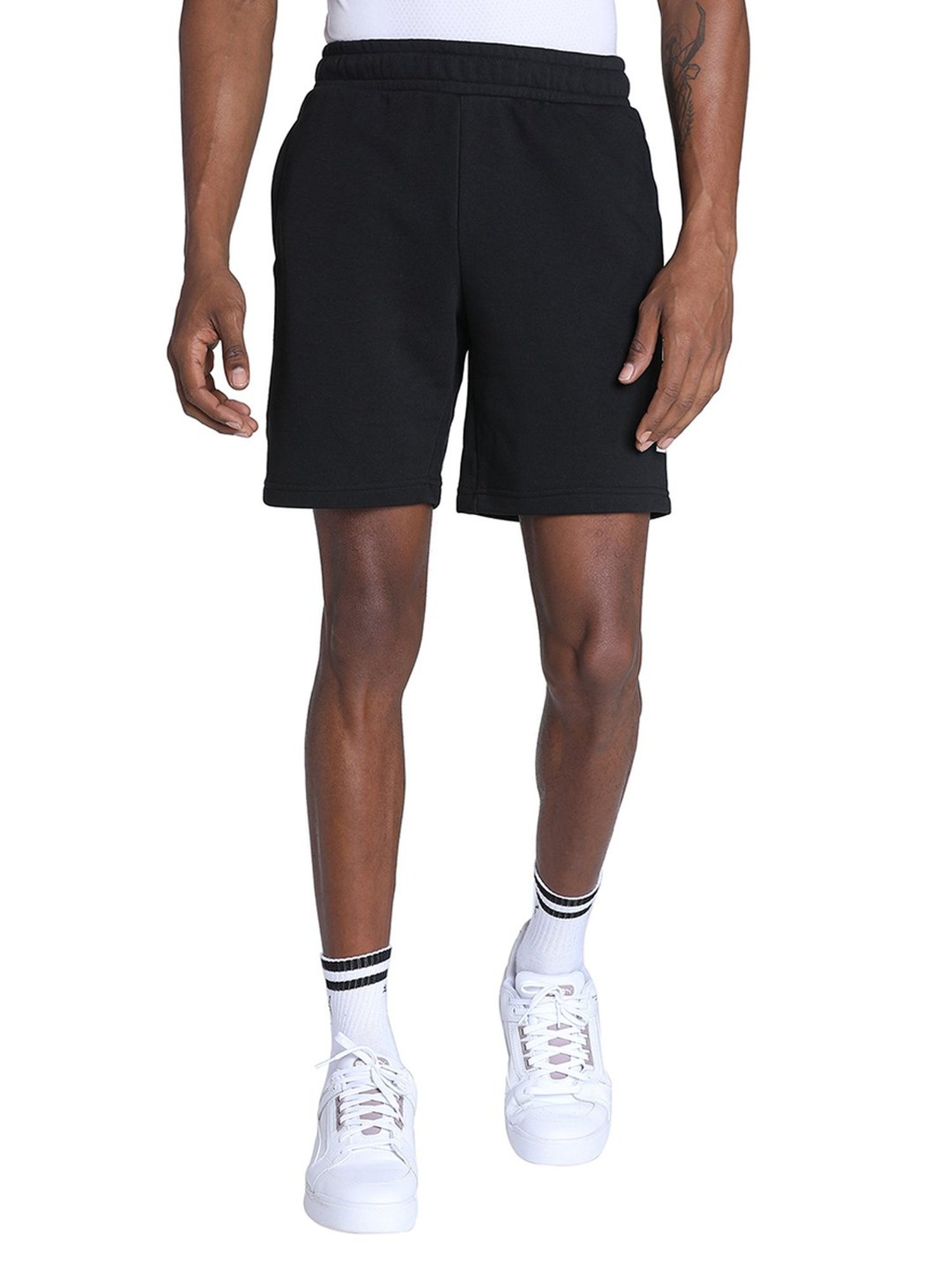 Puma Black Cotton Regular Fit Printed Shorts
