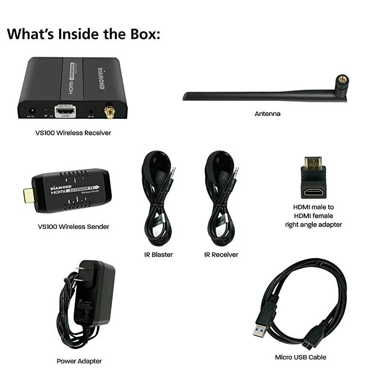 Wireless HDMI Extender Kit, TV Transmitter & Receiver for HD 1080p, Stream Video Content from: Laptops, PC, Cable Box, Satellite Box, Blu-ray, DVD, PS3, PS4, Xbox 360, Xbox One (VS100)