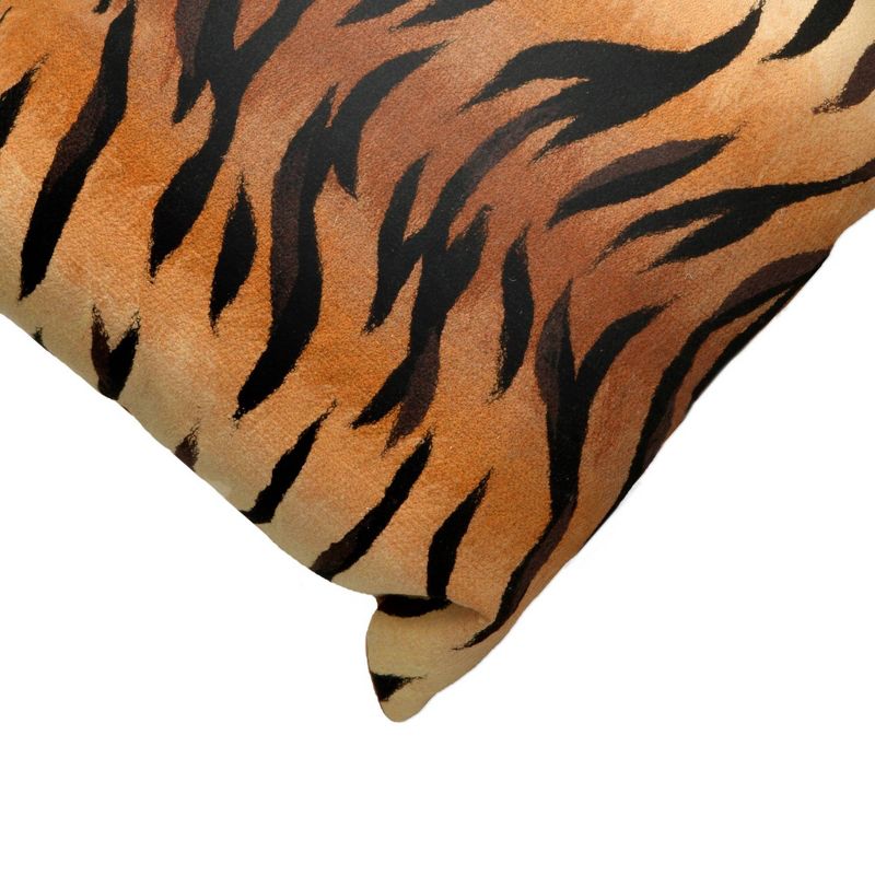 12"x20" Oversize Visions Tiger Print Indoor/Outdoor Lumbar Throw Pillow Brown - Liora Manne