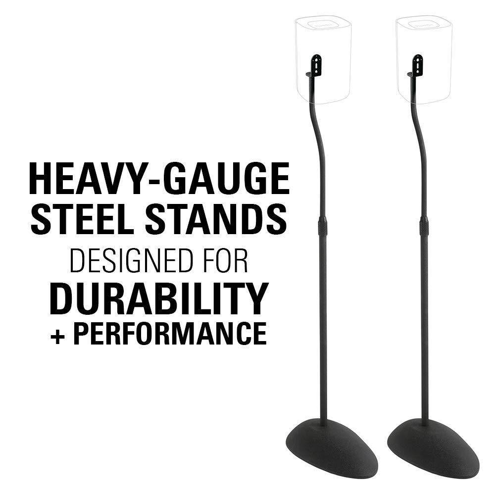 Sanus Home Theater Series Adjustable Height Speakers Stands for Satellite Speakers - Tear Drop Base - 26"-39" Height - HTB3 (Black)