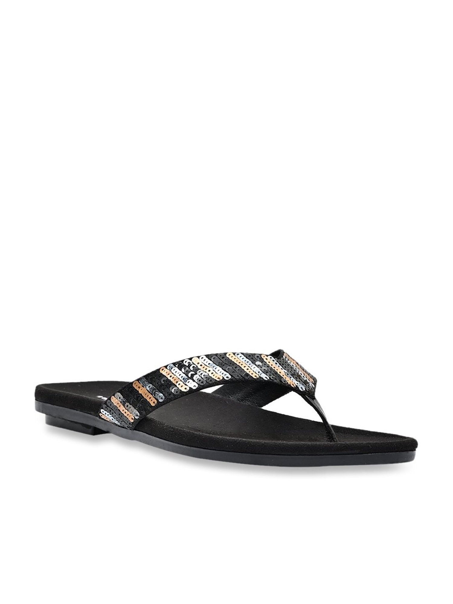 Jove Women's Black Thong Sandals
