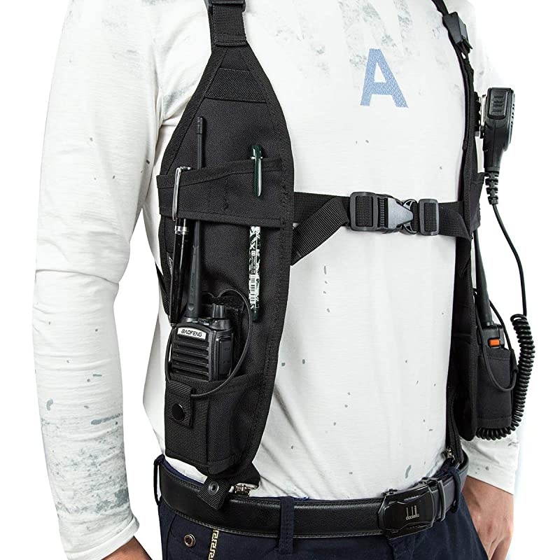 Shoulder Harness Holster Chest Holder Universal Vest Rig for Police Firefighter Two Way Search Rescue Essentials