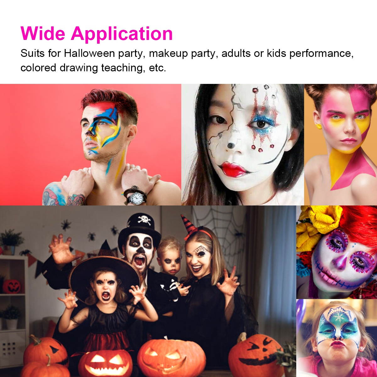 Face Body Painting Kit Professional Water Based Glow Paint 8 Color with 1 Paintbrush Non-Toxic Tasteless for Halloween Costume Makeup Party Performance