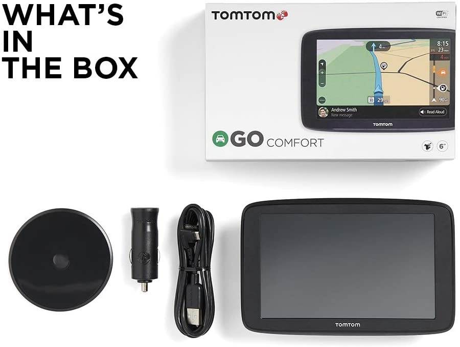 TomTom Go Comfort 6 Inch GPS Navigation Device with Updates via Wi-Fi, Real Time Traffic, Free Maps of North America, Smart Routing, Destination Prediction and Road Trips