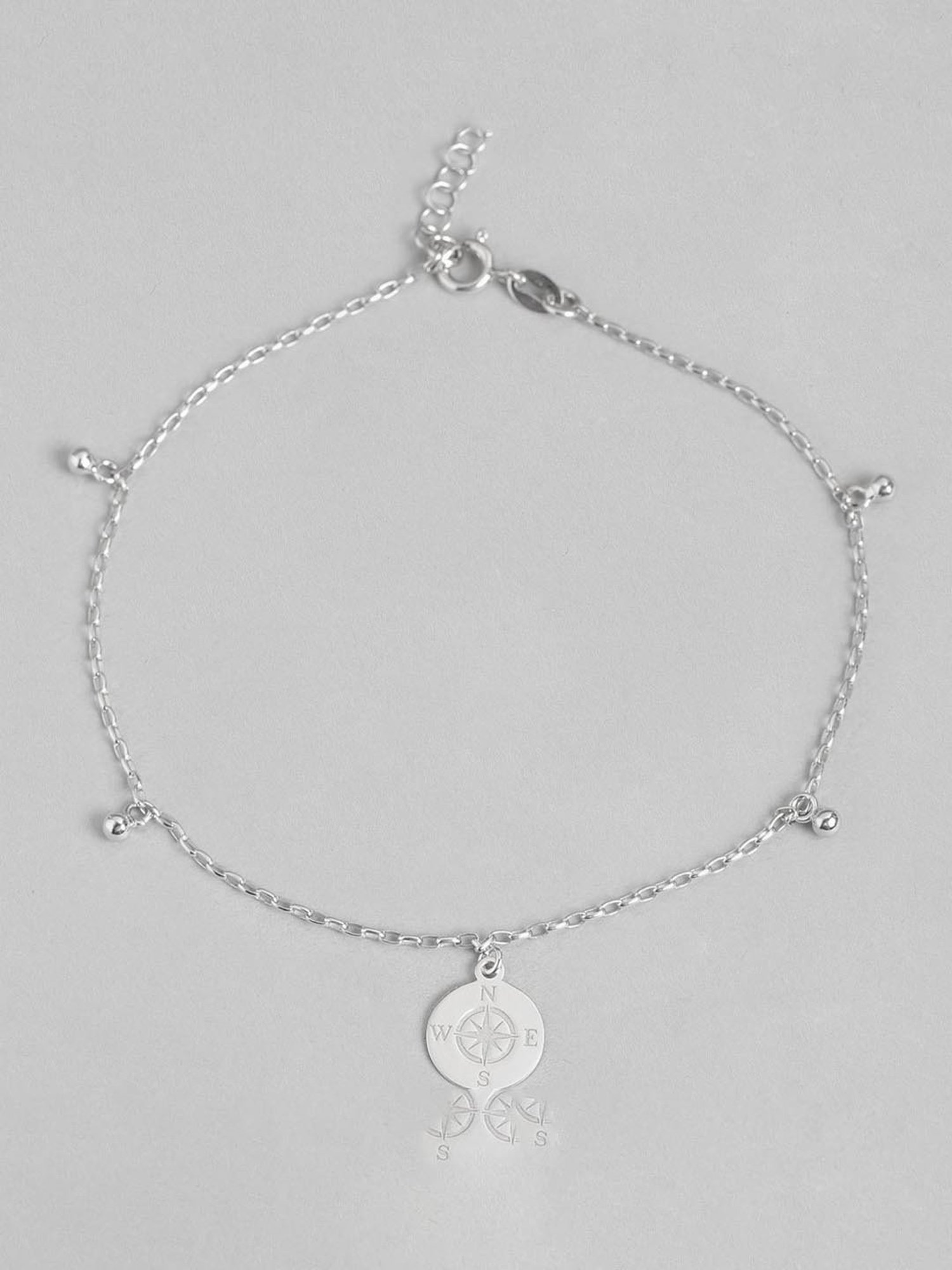 Zavya 92.5 Sterling Silver Anklet for Women in Rhodium-Plating