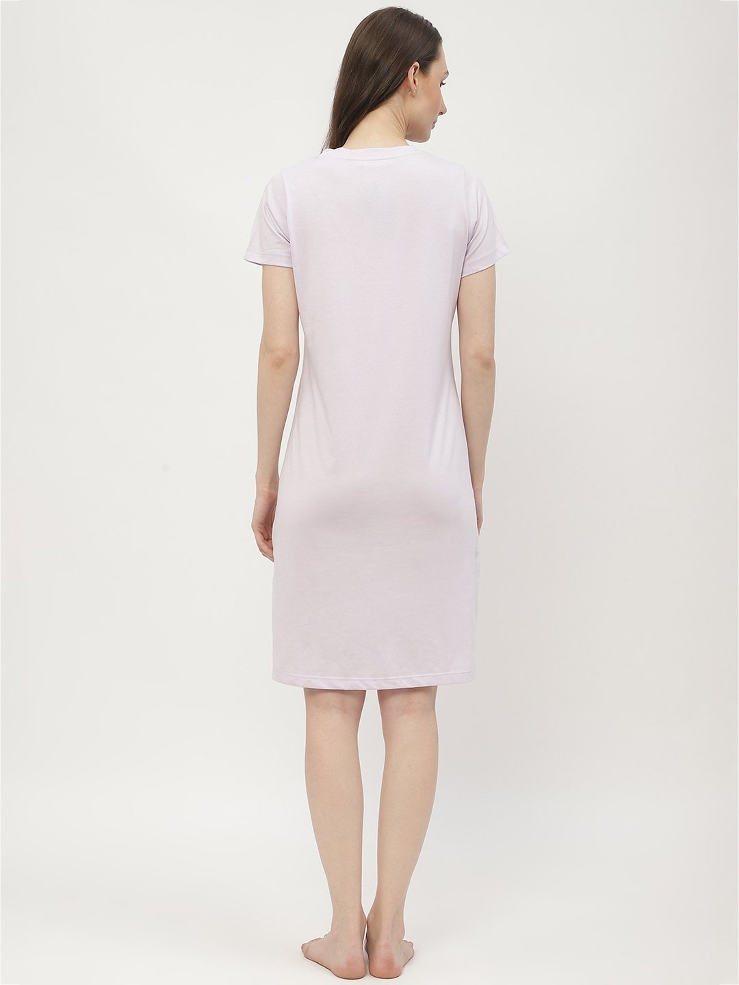 MADAME M Secret Mauve Cotton Graphic Print Night Dress