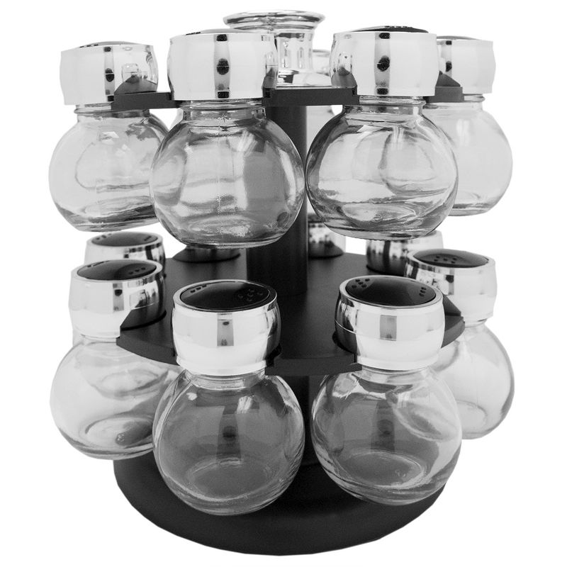 Home Basics 16 Piece Revolving Spice Rack, Black