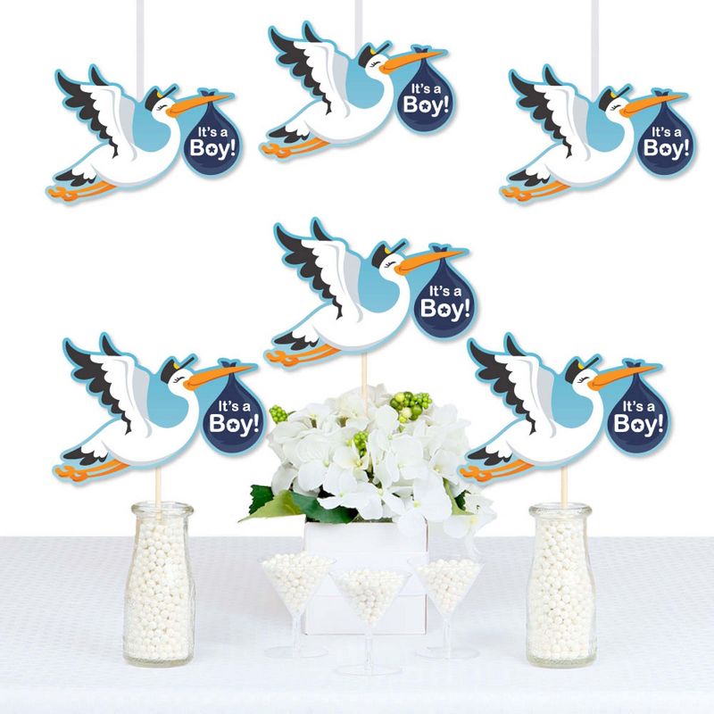 Big Dot of Happiness Boy Special Delivery - Decorations DIY Blue It's a Boy Stork Baby Shower Party Essentials - Set of 20