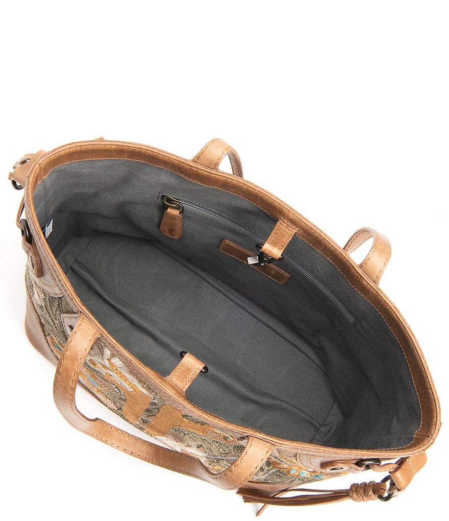 Frye Melissa Floral Embroidery Carryall Tote Bag