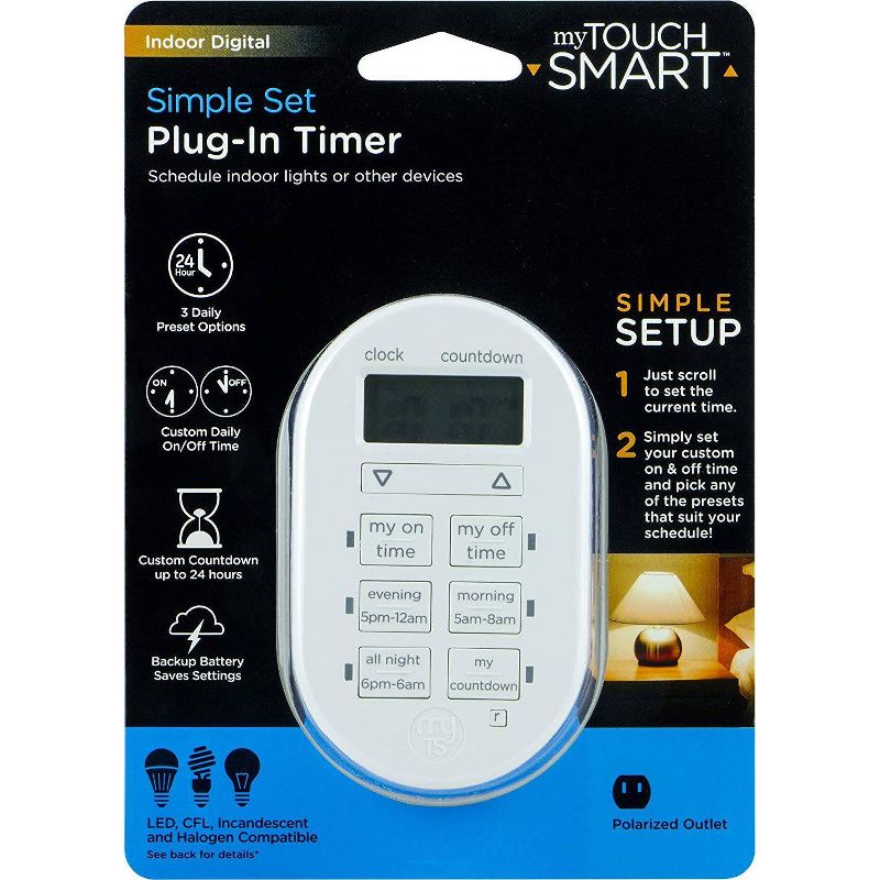 myTouchSmart Indoor Plug-In Digital Timer White