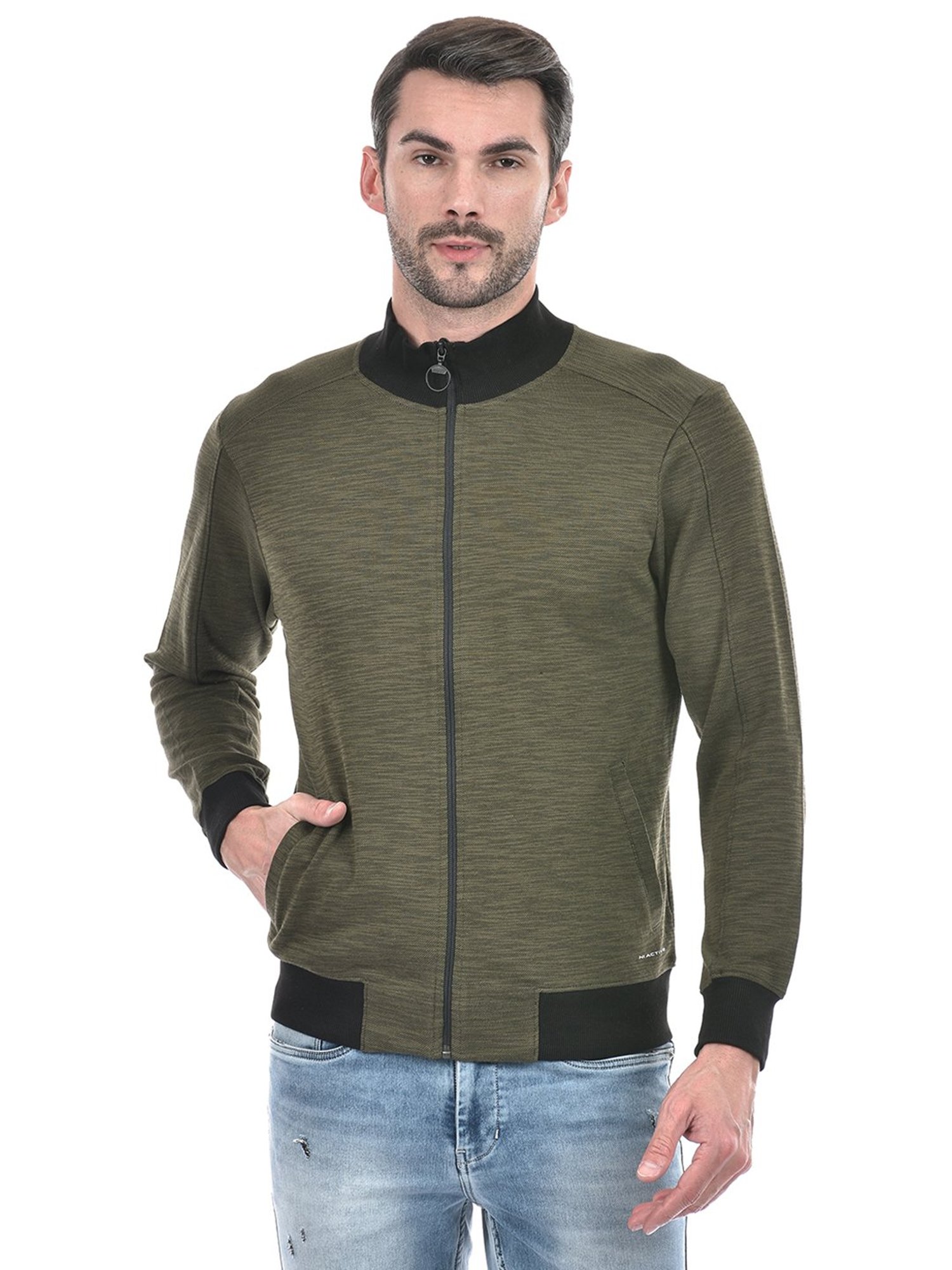 NUMERO UNO Olive Regular Fit Jacket