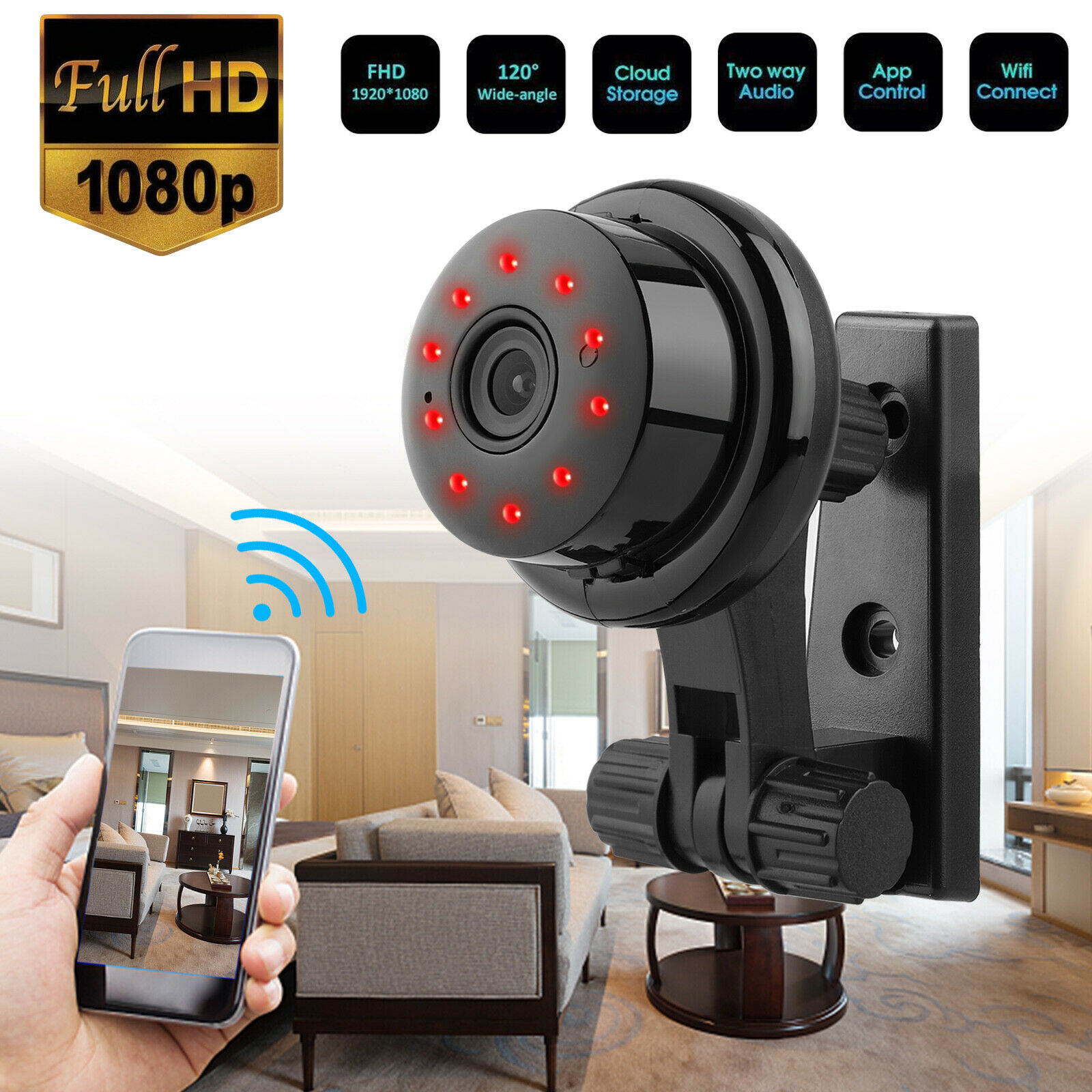 Mini Spy Hidden Camera, TOLEAP 1080P Full HD Wireless WiFi Security Video Camera with Night Vision and Motion Detection, Portable Tiny Nanny Cam with Monitor Phone App for Car Indoor Outdoor Home