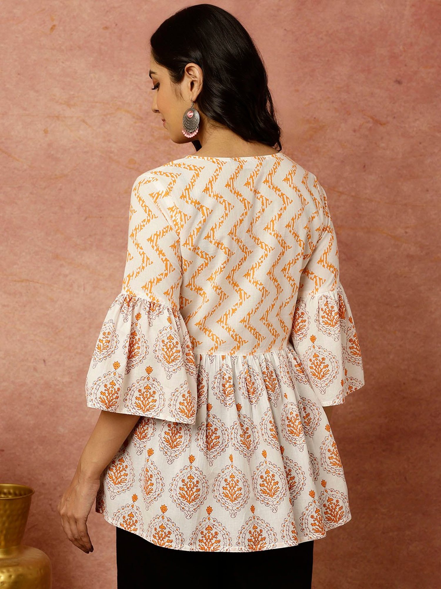 Jaipur Kurti White Printed Top