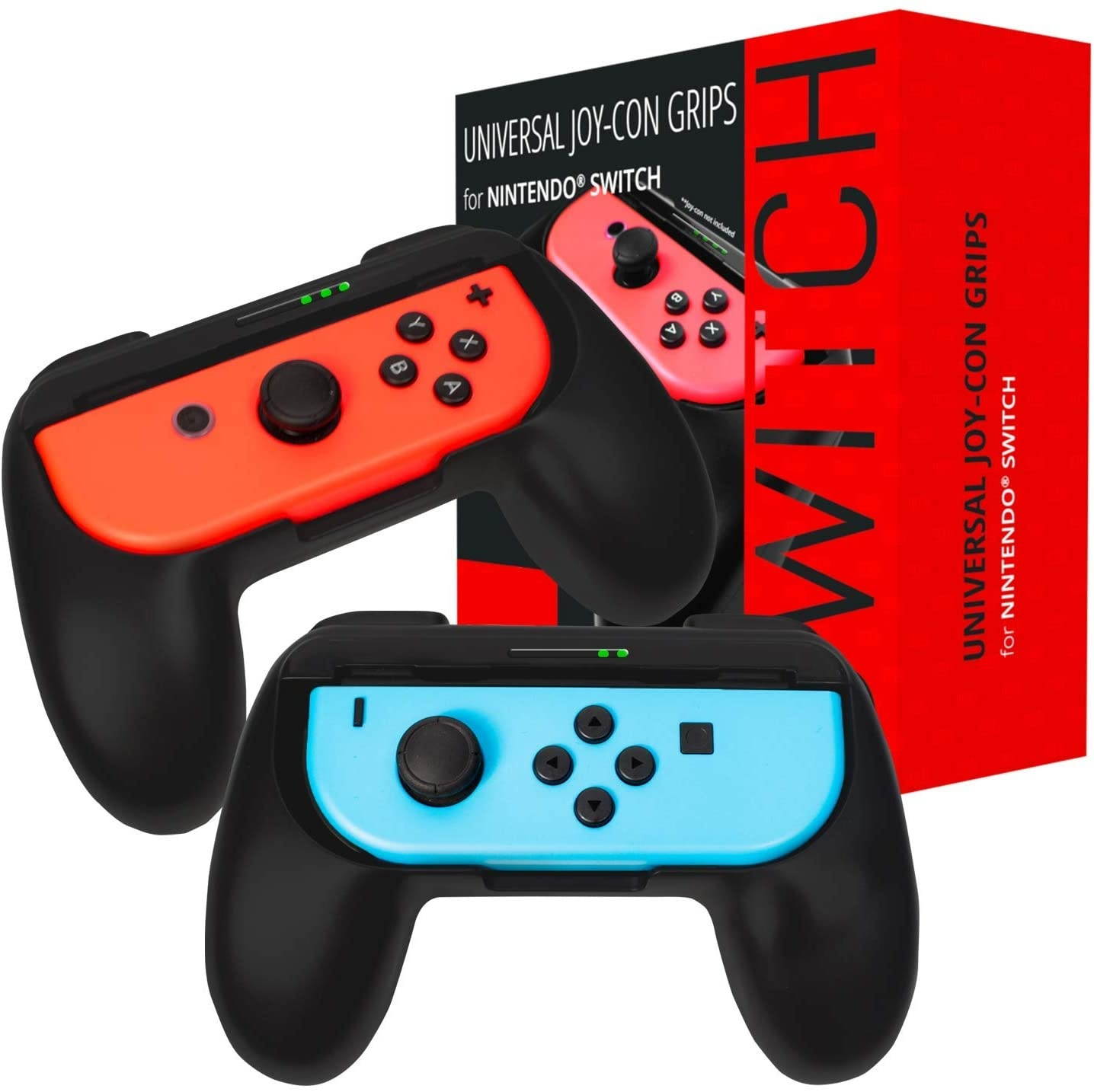 Orzly Grips compatible with Nintendo Switch Joy-Cons for Extra Comfort - TWIN PACK (2x BLACK) Universal Sided Grip Attachments for use with Nintendo Switch Joy-Cons