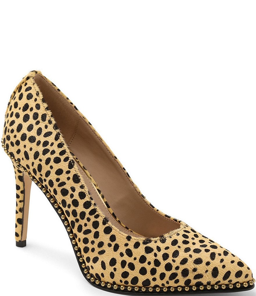 BCBGeneration Holli Cheetah Print Calf Hair Bead Chain Stiletto Pumps