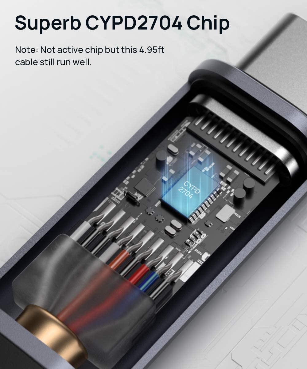 FVH Thunderbolt 2 Port Male to Male Video Data Cable for MacBook & SSD & Displays TB-004-WH