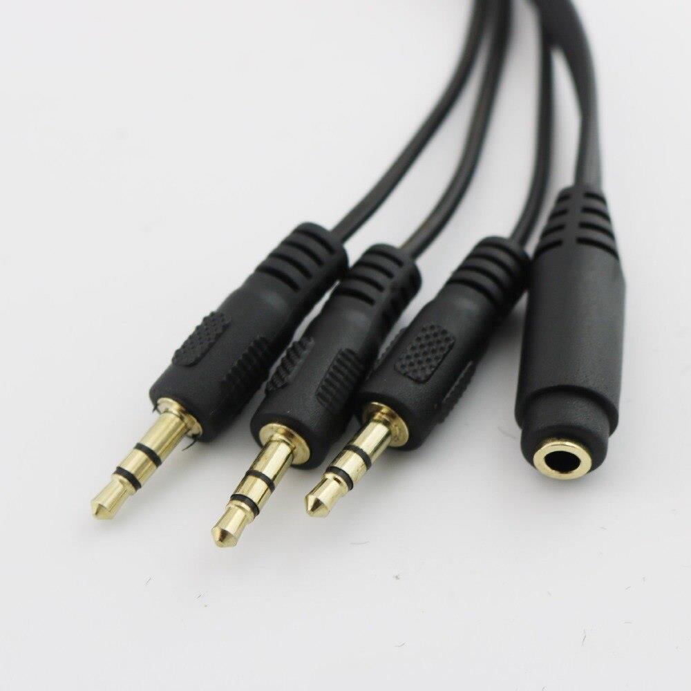 Gold Plated 3.5mm TRS Stereo Female 3 Pole Jack to 3x 1/8" 3 Pole Male Plug Audio Headphone Adapter Splitter Cable 30cm/1ft (1pcs)
