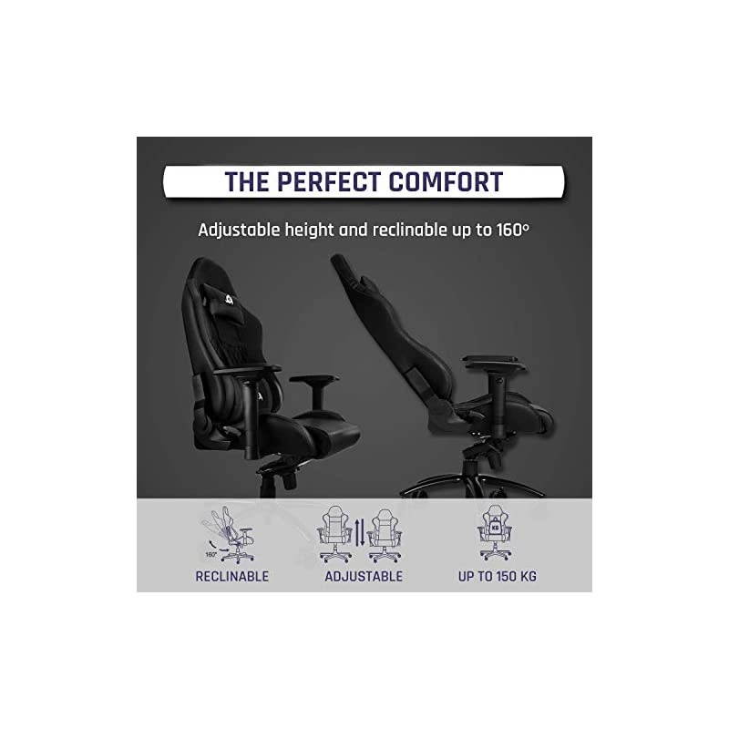 Esports Gaming Chair Executive Ergonomic Racing Computer Chair - Back & Head Support - New - Adjustable Armrest - Desk & Office Recliner - Silla Gamer - Black Cushion