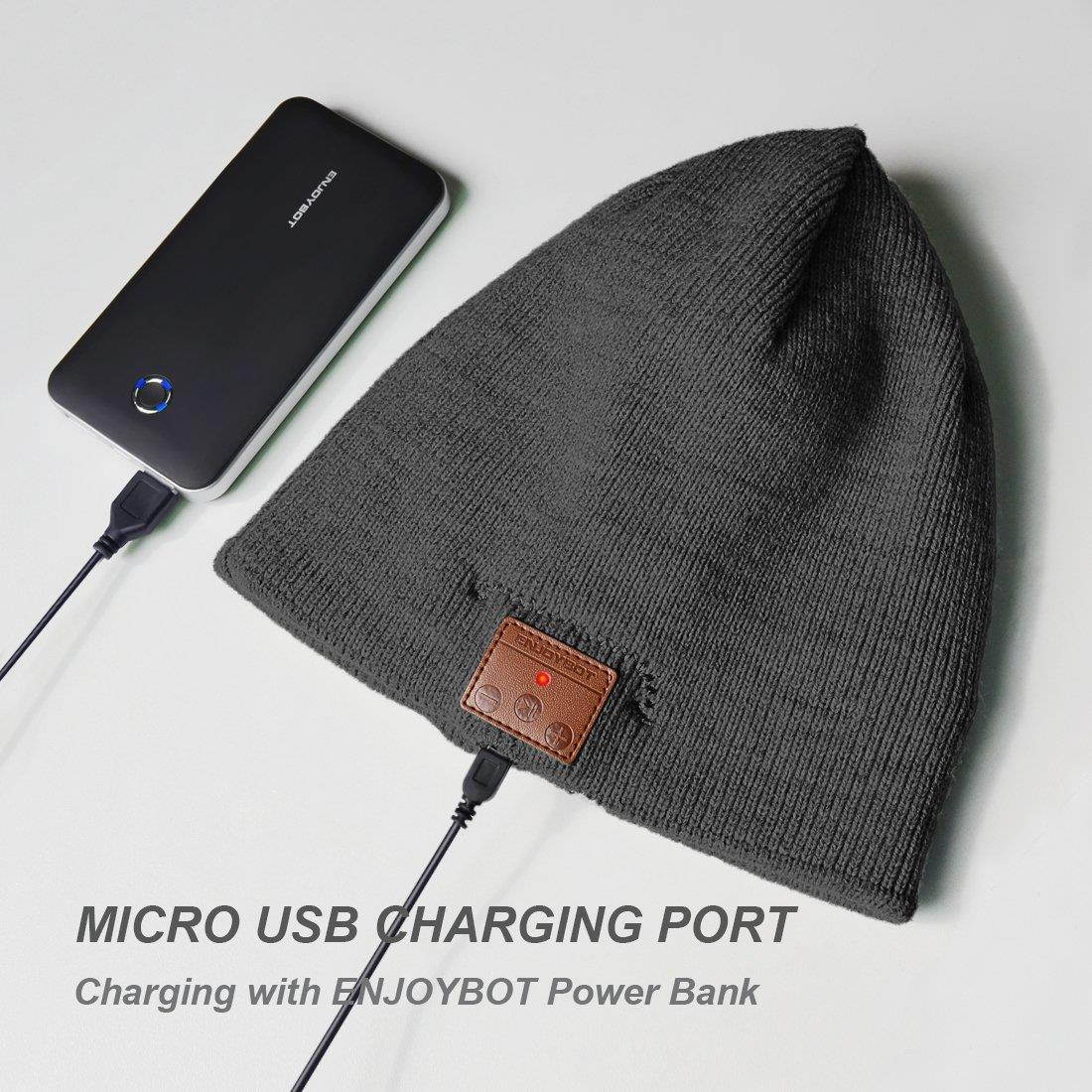 Enjoybot Bluetooth Beanie Wireless Knit Winter Hats Cap with Built-in Stereo Speakers and Microphone for Outdoor Sports